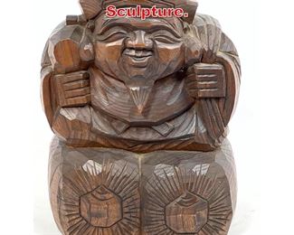 Lot 332 Carved Wood Asian Figure Sculpture. 