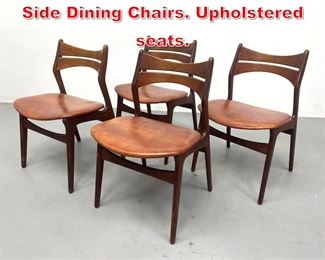 Lot 342 Set 4 Danish Modern Teak Side Dining Chairs. Upholstered seats. 