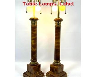 Lot 355 Pr Marbro Amber Alabaster Table Lamps. Label