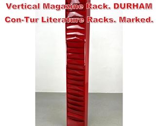 Lot 359 Red Enamel Painted Louver Vertical Magazine Rack. DURHAM ConTur Literature Racks. Marked.