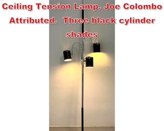 Lot 361 Chrome Modernist Floor to Ceiling Tension Lamp. Joe Colombo Attributed. Three black cylinder shades
