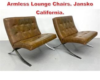 Lot 368 Pair Barcelona Style Armless Lounge Chairs. Jansko California. 
