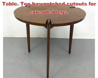Lot 371 Modern Wood Round Side Table. Top has notched cutouts for extended legs. 