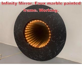 Lot 374 Modernist Wide Framed Infinity Mirror. Faux marble painted frame. Working. 