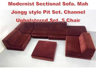 Lot 382 7pc ROCHE BOBOIS Modernist Sectional Sofa. Mah Jongg style Pit Set. Channel Upholstered Set. 5 Chair
