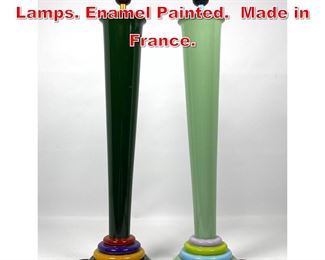 Lot 384 Pair Memphis Style Table Lamps. Enamel Painted. Made in France. 