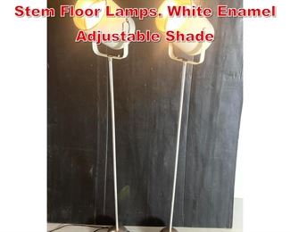 Lot 386 Pr LIGHTOLIER Chrome Stem Floor Lamps. White Enamel Adjustable Shade 