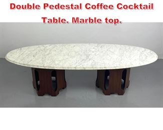Lot 395 Harvey Probber style Double Pedestal Coffee Cocktail Table. Marble top. 