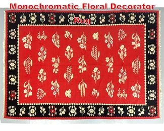 Lot 402 8 1 x 6 Wool Flat Weave Monochromatic Floral Decorator Rug
