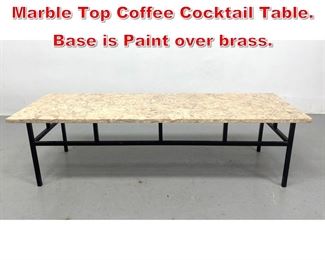 Lot 403 Harvey Probber style Marble Top Coffee Cocktail Table. Base is Paint over brass.