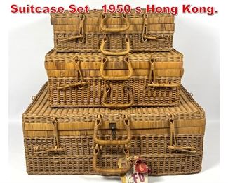 Lot 404 Set Vintage Wicket Suitcase Set 1950 s Hong Kong. 