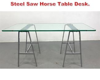 Lot 406 Quality Heave Chromed Steel Saw Horse Table Desk. 
