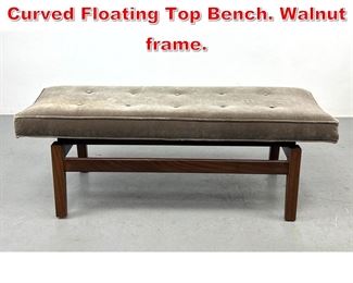 Lot 405 Stylish Jens Risom Style Curved Floating Top Bench. Walnut frame. 