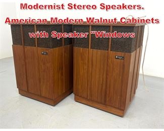 Lot 410 Pr CRITERION Omni 2 Modernist Stereo Speakers. American Modern Walnut Cabinets with Speaker Windows