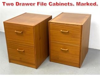 Lot 421 Pr Danish Modern Teak Two Drawer File Cabinets. Marked. 