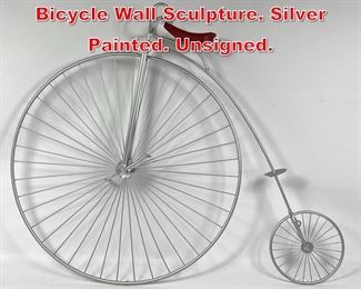 Lot 427 C Jere Bone Shaker Bicycle Wall Sculpture. Silver Painted. Unsigned. 