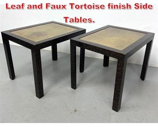 Lot 464 Pair John Widdicomb Gold Leaf and Faux Tortoise finish Side Tables. 