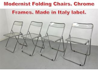 Lot 468 Set 4 Castelli style Lucite Modernist Folding Chairs. Chrome Frames. Made in Italy label. 