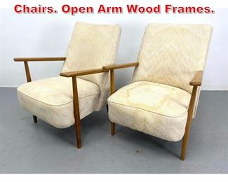 Lot 482 Pr Modernist Lounge Chairs. Open Arm Wood Frames. 