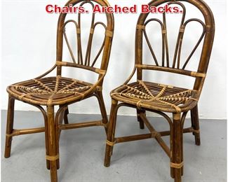 Lot 486 Pair Wicker and Bamboo Chairs. Arched Backs. 