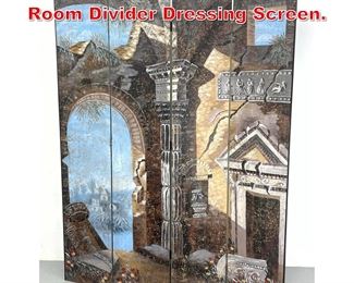Lot 495 Ruins Decorated 4 Panel Room Divider Dressing Screen. 