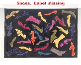 Lot 496 Andy Warhol rug. Random Shoes. Label missing