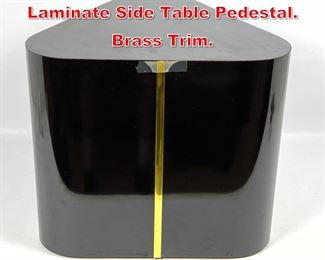 Lot 500 Modernist Triangular Laminate Side Table Pedestal. Brass Trim. 