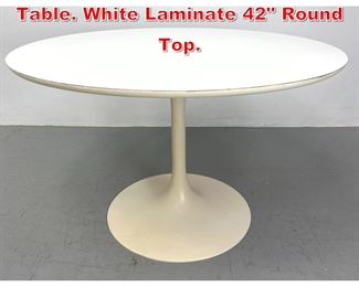 Lot 501 Eero Saarinen style Tulip Table. White Laminate 42 Round Top. 