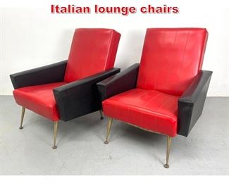 Lot 502 Pair of Red and Black Italian lounge chairs