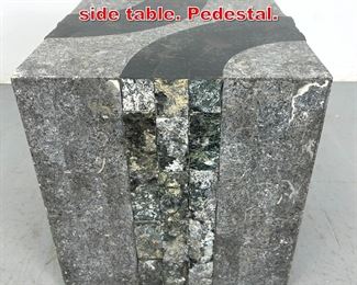 Lot 507 PALLISER tessellated Cube side table. Pedestal. 