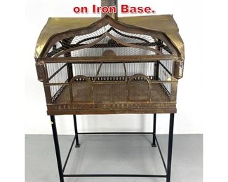Lot 509 Large Tin Metal Bird Cage on Iron Base. 