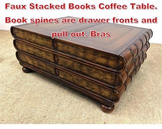Lot 522 THEODORE ALEXANDER Faux Stacked Books Coffee Table. Book spines are drawer fronts and pull out. Bras