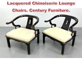 Lot 523 James Mont Style Lacquered Chinoiserie Lounge Chairs. Century Furniture. 