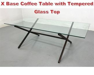 Lot 526 Florence Knoll Parallel Bar X Base Coffee Table with Tempered Glass Top