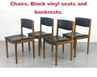 Lot 528 Set 4 Modernist Dining Side Chairs. Black vinyl seats and backrests. 
