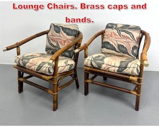 Lot 531 Pair Rattan Bamboo Lounge Chairs. Brass caps and bands. 