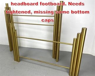 Lot 555 Brushed brass bed headboard footboard. Needs tightened, missing some bottom caps 