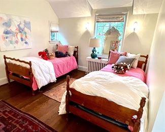 Twin beds, pottery barn kids coverlets, Carolina Avery original