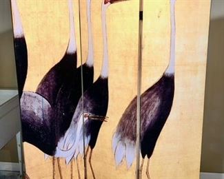 Large bird 3-part screen/room divider