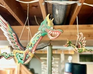 Vintage redware flying dragons