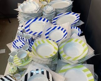 Striped dinnerware in many colors by designer Marc Blackwell