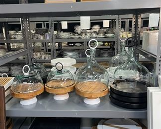 Kitchen decor. Cake stands, lazy susans, charcuterie boards and domes and cloches