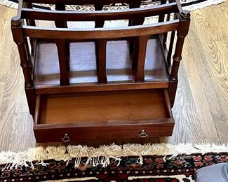 VINTAGE MAGAZINE RACK ON WHEELS