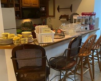 cane and metal bar stools and oak bar stools