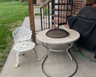 wrought iron yard furniture  white grape pattern