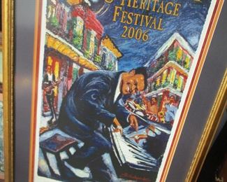 Fats Domino signed c-3 Remarque Jazzfest Poster purchased directly from the Michalopolous Gallery in the French Quarter. Artist proof/signed by the artist of this poster. Remarque is his 1959 Cadillac.  On line $5495. Obviously, we are selling this for a great deal less.