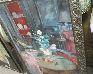 Metaire House interior, signed by a New Orleans artist