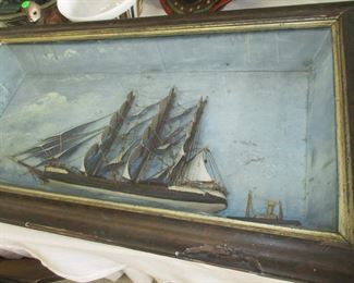 DIORAMA with small boat. SUPERB. Purchased on a trip to New England from a reputable dealer.