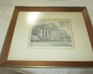 University of Virginia medical school signed etching 