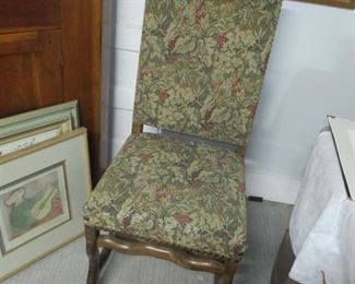 Louis XIV style upholstered tall back chair